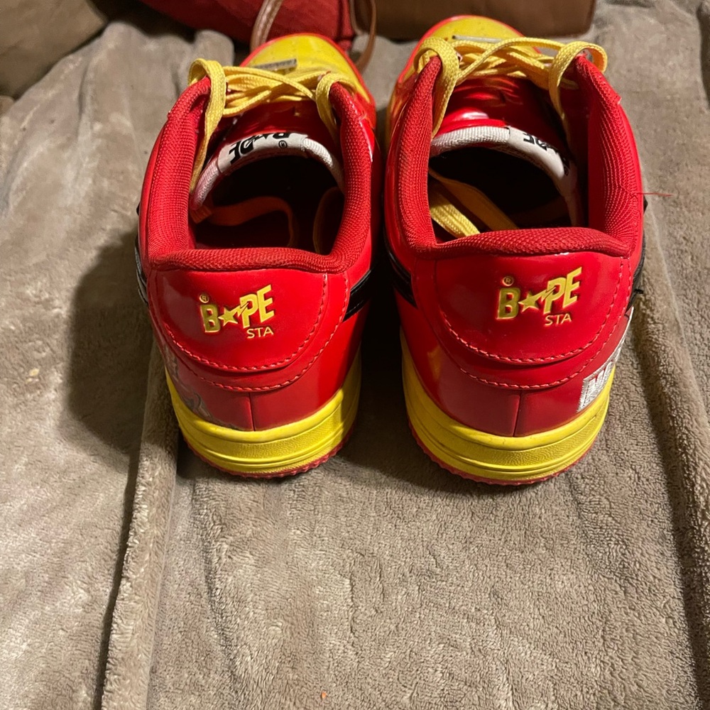 Bape Kids Vibrant Red and Yellow Sneakers